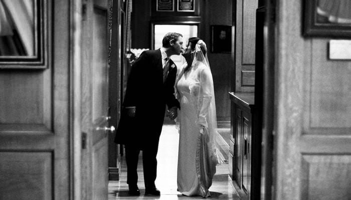 bride and groom kissing at grays inn Wedding Photographer at the Honourable Society of Grays Inn for Maria and Daniel