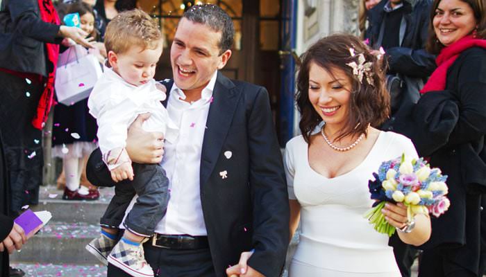 Wedding Photograph Outside Chelsea Register Office - Steps Wedding Photographer at Chelsea Register Office & Moretons Club, London