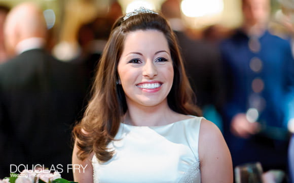 Bride smiling at wedding