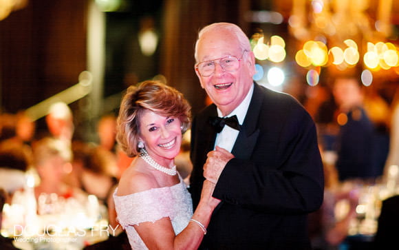 Mother and father dancing at jewish wedding at the Dorchester Hotel