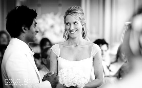 Black and white photograph of couple at claridges