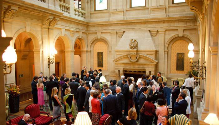 Wedding Photograph of drinks reception at Heythrop Park, Oxfordshire