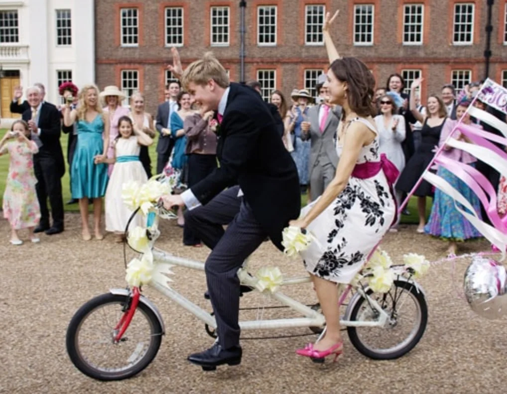 Tandem Bicycle for Going Away at London Wedding 19 rhc wedding photographer london
