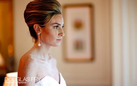 Hayley & Oliver's Wedding Photographed at The Mandarin Oriental Hotel in London 4 Bride photographed in front of Mandarin Oriental window in London