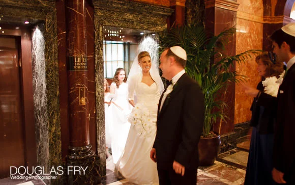 Hayley & Oliver's Wedding Photographed at The Mandarin Oriental Hotel in London 5 Lift at Mandarin with bride