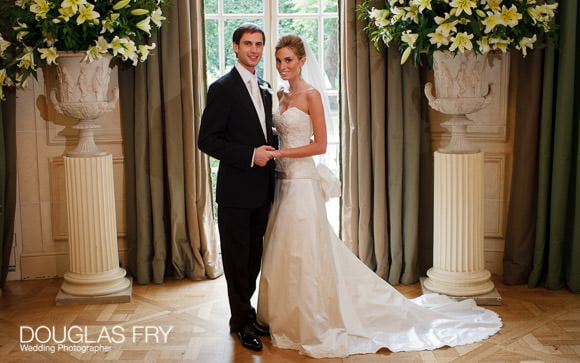 Formal photograph of bride and groom together in London