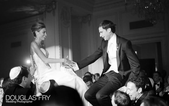 Jewish dancing photograph of groom and bride