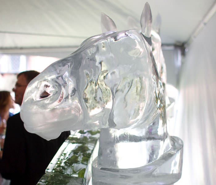 ice sculpture of horse Lizzy and Peter's Wedding Photographs in Hartfield, Sussex 5