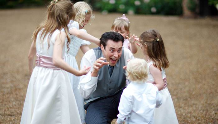 bridesmaids playing Lizzy and Peter's Wedding Photographs in Hartfield, Sussex 1