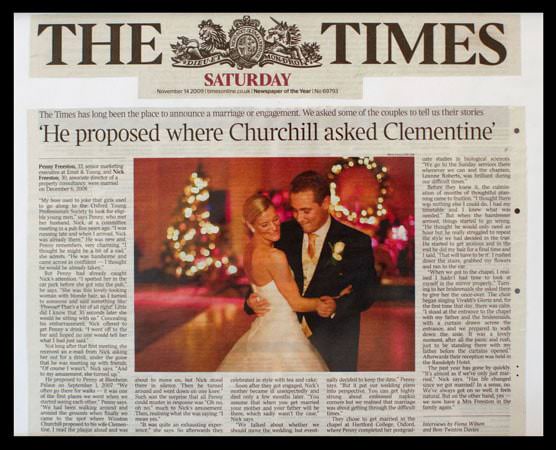 Penny Wedding Photograph Featured in The Times Newspaper