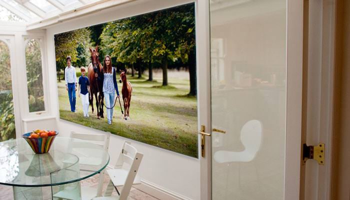Wall canvas printed photograph of family with horses