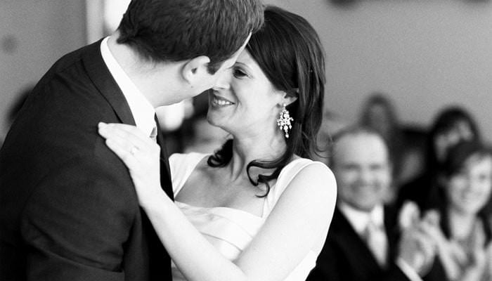 bride and groom during wedding ceremony photographed