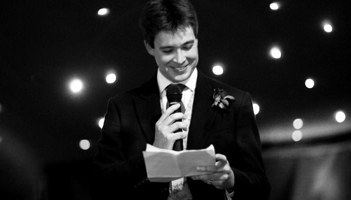 bestman's speech Sarah and Nick's Wedding Photographed at St. Michael's Cil-y-Cwm in South Wales 2