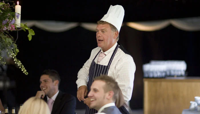 guest as chef in hat Wedding Photographer Rousham House & St John Church, Banbury 5
