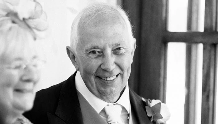 Black and white wedding photograph of father at Shrewsbury, Shropshire Black and white wedding photograph of father at Shrewsbury, Shropshire