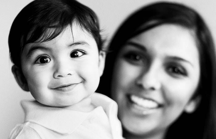 Family Portrait Photograph fo Aadi in black and white