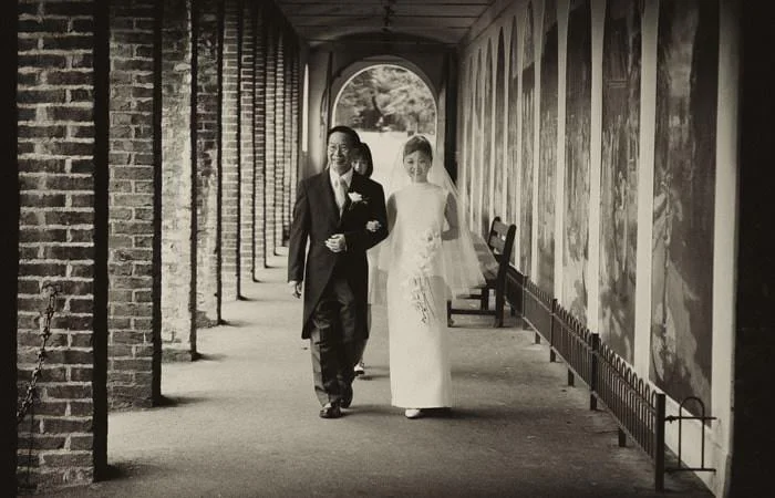 Photograph of Bride and Father at The Belvedere, Holland Park, London Photograph of Bride and Father at The Belvedere, Holland Park, London