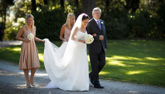 Bride and Father photograph - Tuscany, Italy