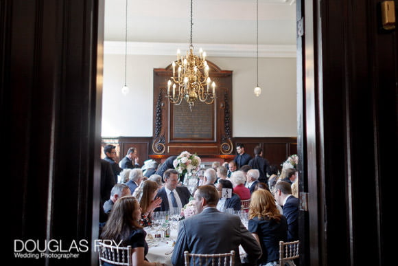 Guests seated at wedding reception in London