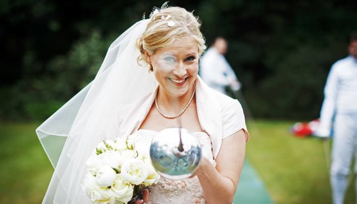 Wedding Photograph - Bride with Epee at Hurlingham Club, Fulham, London