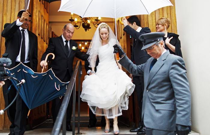 Wedding Photograph of Bride leaving Synagogue, London