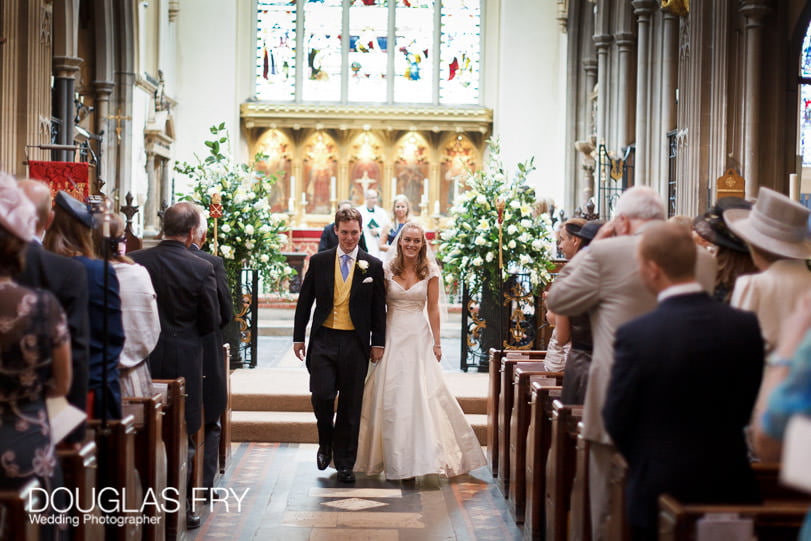 Leaving fulham palace wedding service in church