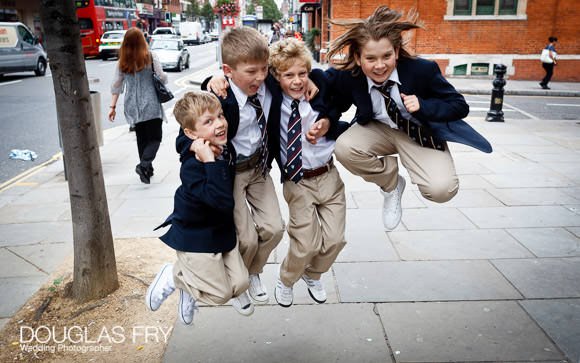 Children jumping on Kings Road