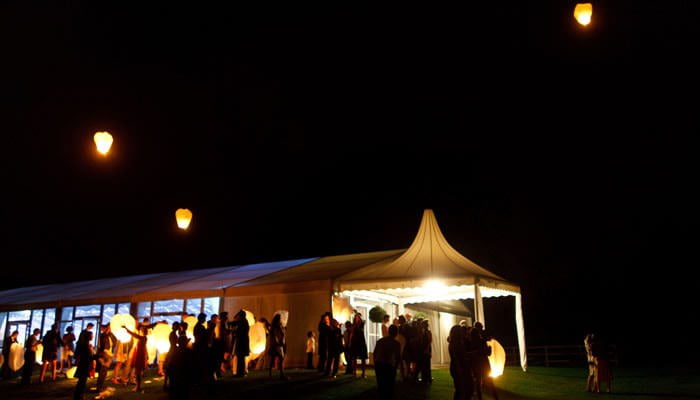 Wedding Photograph at Michlefield Hall, Hertfordshire - Chinese Lanterns