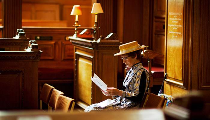 Wedding Photograph of guest at St Brides Church, London