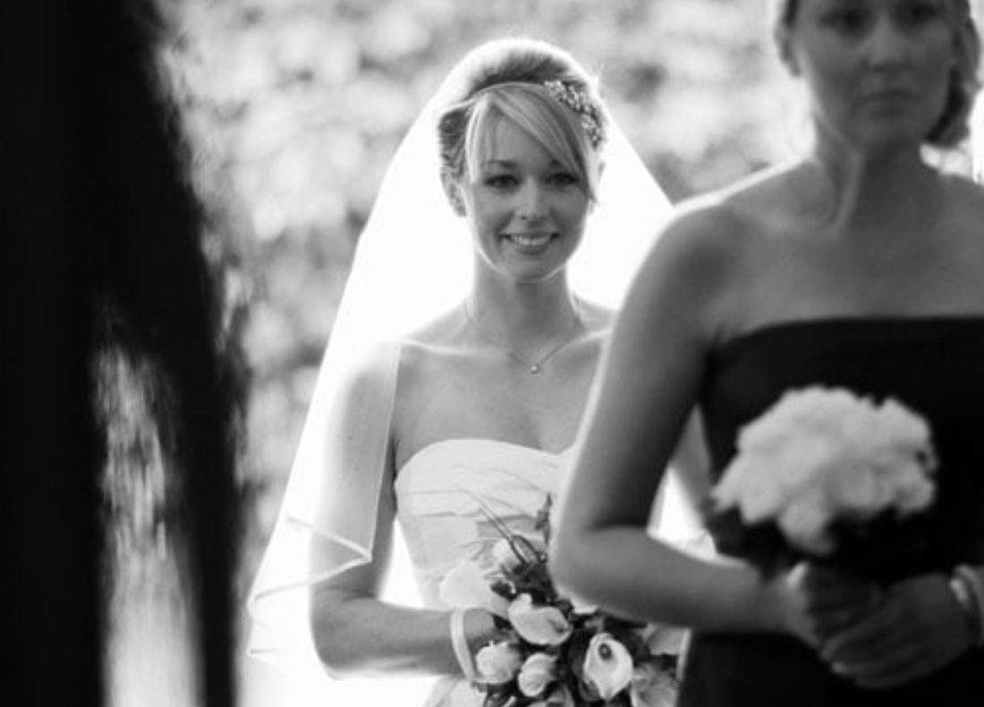 Bride arriving at Great Fosters