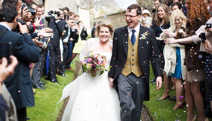 Photograph of Bride and Groom Leaving Church