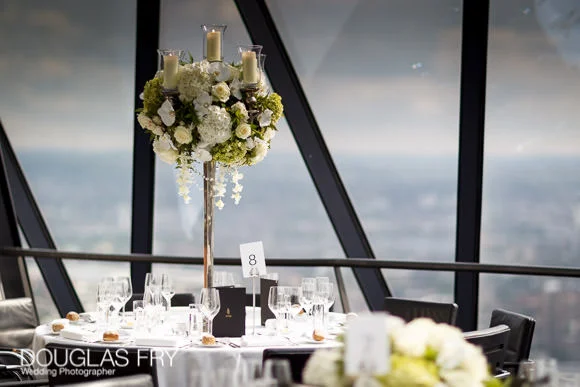Wedding Photography at St Botolph's Church & Gherkin in London 2 Gherkin wedding photograph - Table arrangement