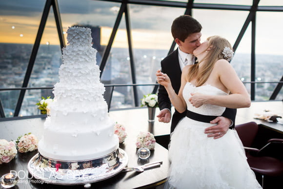 cake cuting and kiss in London