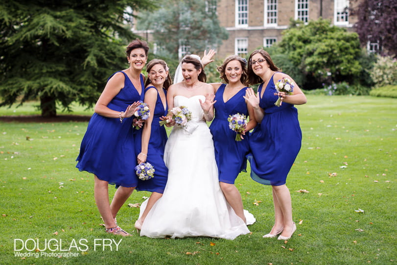 Bride and bridesmaid wedding photograph at Grays Inn in London