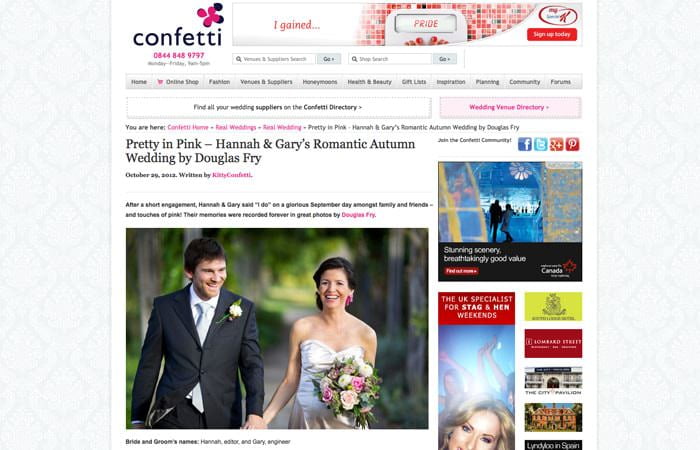 Confetti Real Wedding on Website