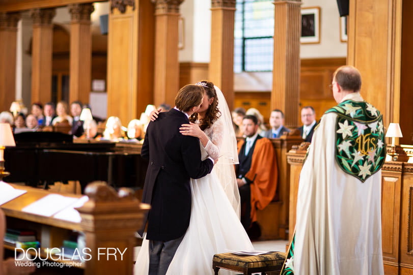 Wedding Photographer St Brides Church London - Kiss