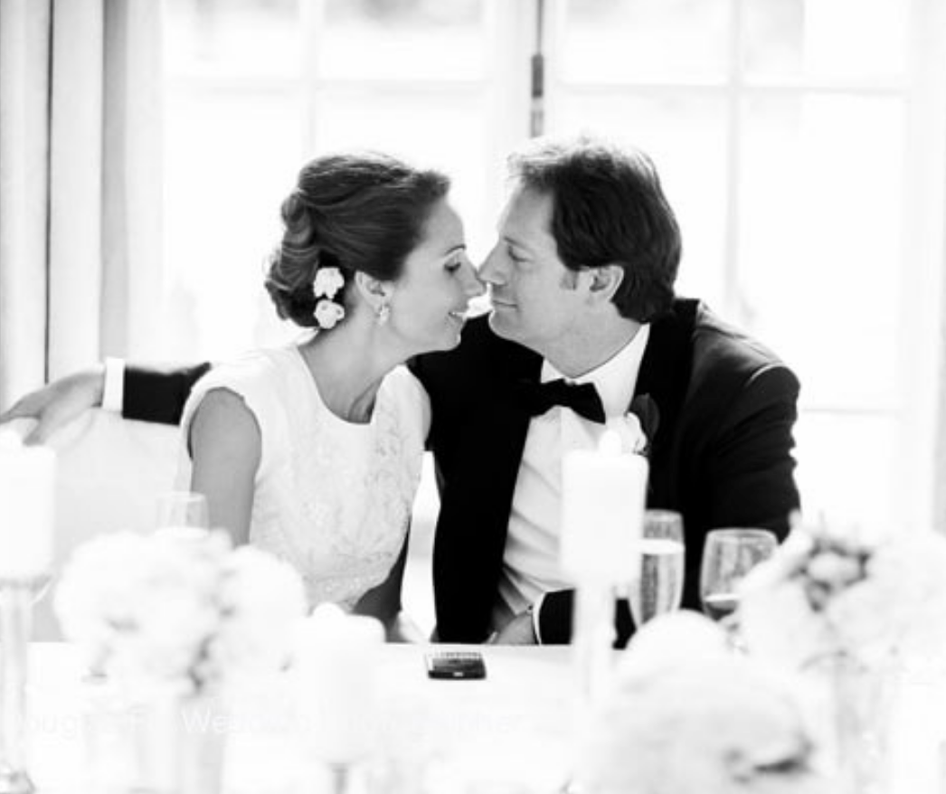 Couple photographed during wedding breakfast at Mandarin Oriental in London