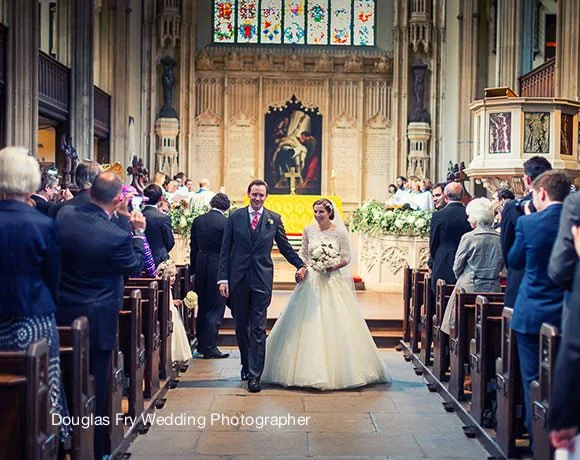 Wedding Photographer St Luke's Church Chelsea and Chiswick House 3 Bride and groom walking down the aisle at St Luke's Church Chelsea to leave the church