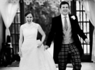 couple entering marquee in Hampshire