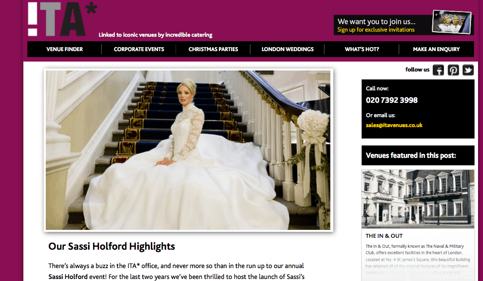 Sassi Holford Bridal Show 2014 London