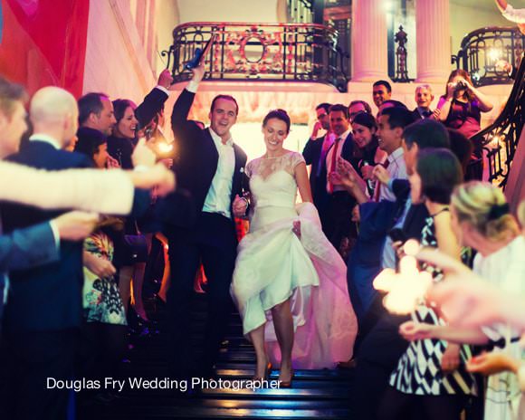 Wedding Photograph Bride and Groom leaving - Sparklers