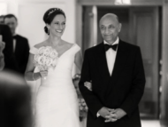 Wedding photograph of bride entering ceremony at Savoy Hotel