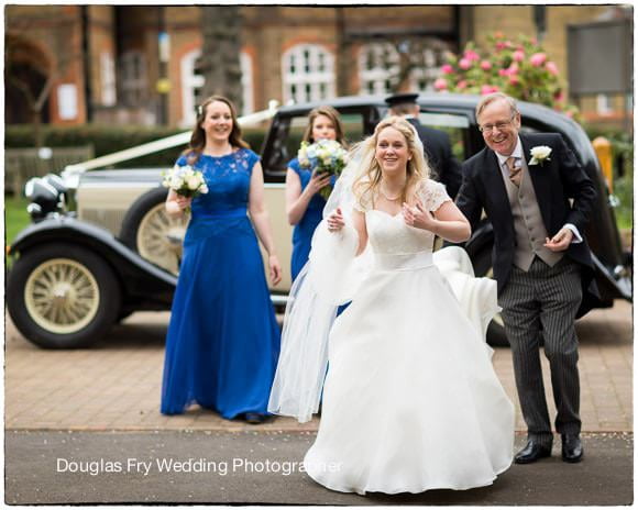 Wedding Photograph bride arriving at church - London