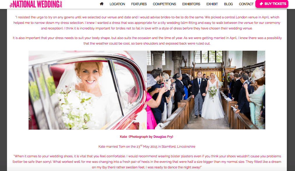Feature on National Wedding Show Website 1 National Wedding Show Feature