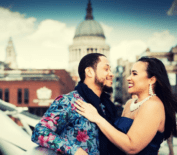 Anniversary photography in London of US couple
