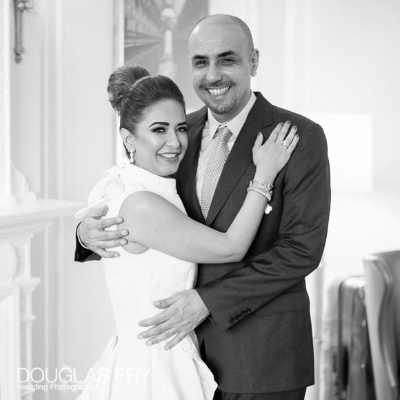 Wedding couple photographed at Claridges Hotel in London