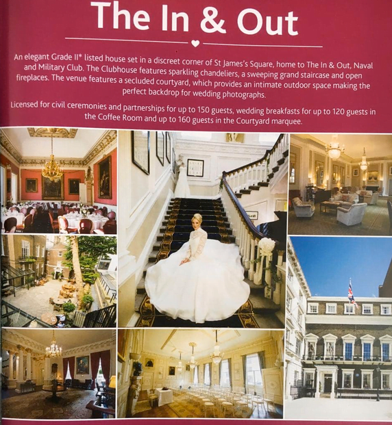 Advertisment in brochure for wedding venue in London