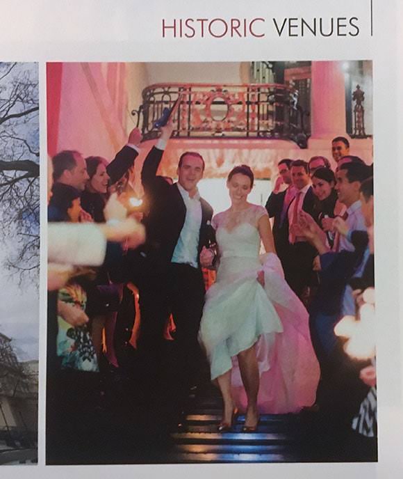 Photograph of couple on steps of Carlton House Terrace