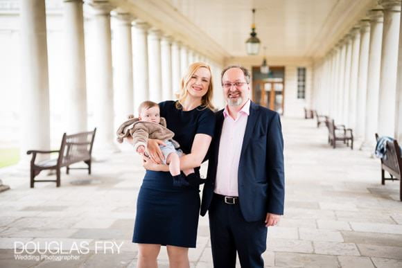 Family photographed outside at the Queen's House