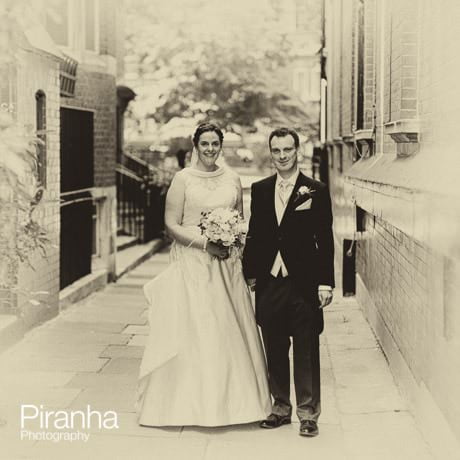 Couple outside FArm Street Church in London